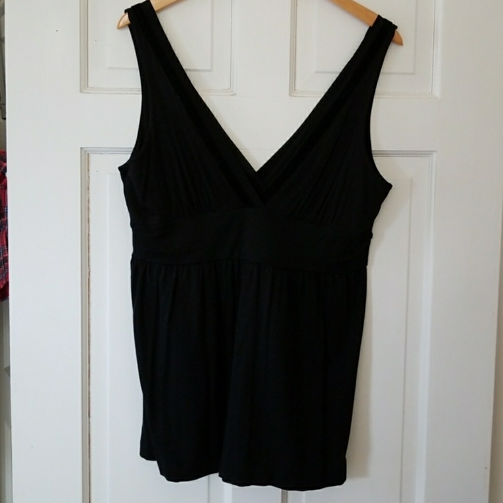 Black, velvet trimmed blouse